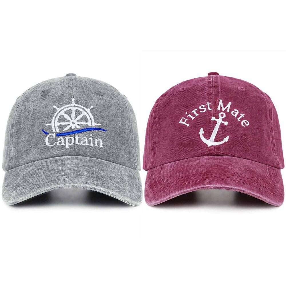 6219 Captain Hat & First Mate | Boat Captains Hat Embroidered Matching Caps